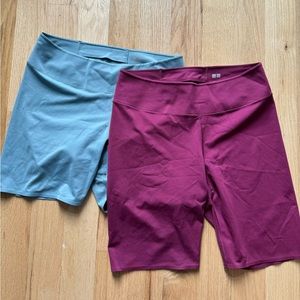 Uniqlo Large biker shorts - one in a magenta and one in a blue